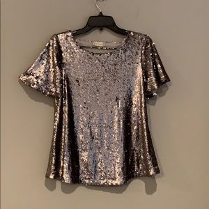 NWT Altar’d State Silver Sequin Blouse